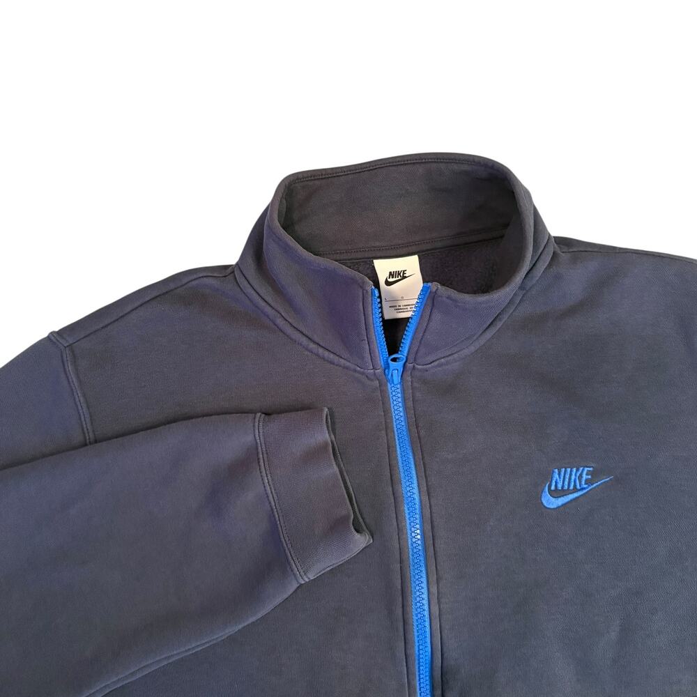 Nike Sportswear Blue 1/2 Zip Sweatshirt‎ Side Pockets - Sz L- Flaws